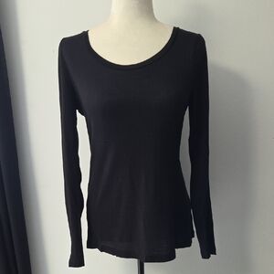 Maurices Classic Black Long Sleeve Top With Button Detail On The Back